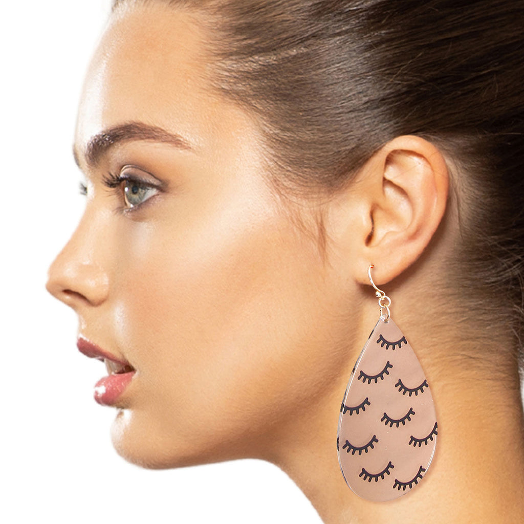 Teardrop Black Eyelashes Statement Earrings Stylish Fashion Jewelry