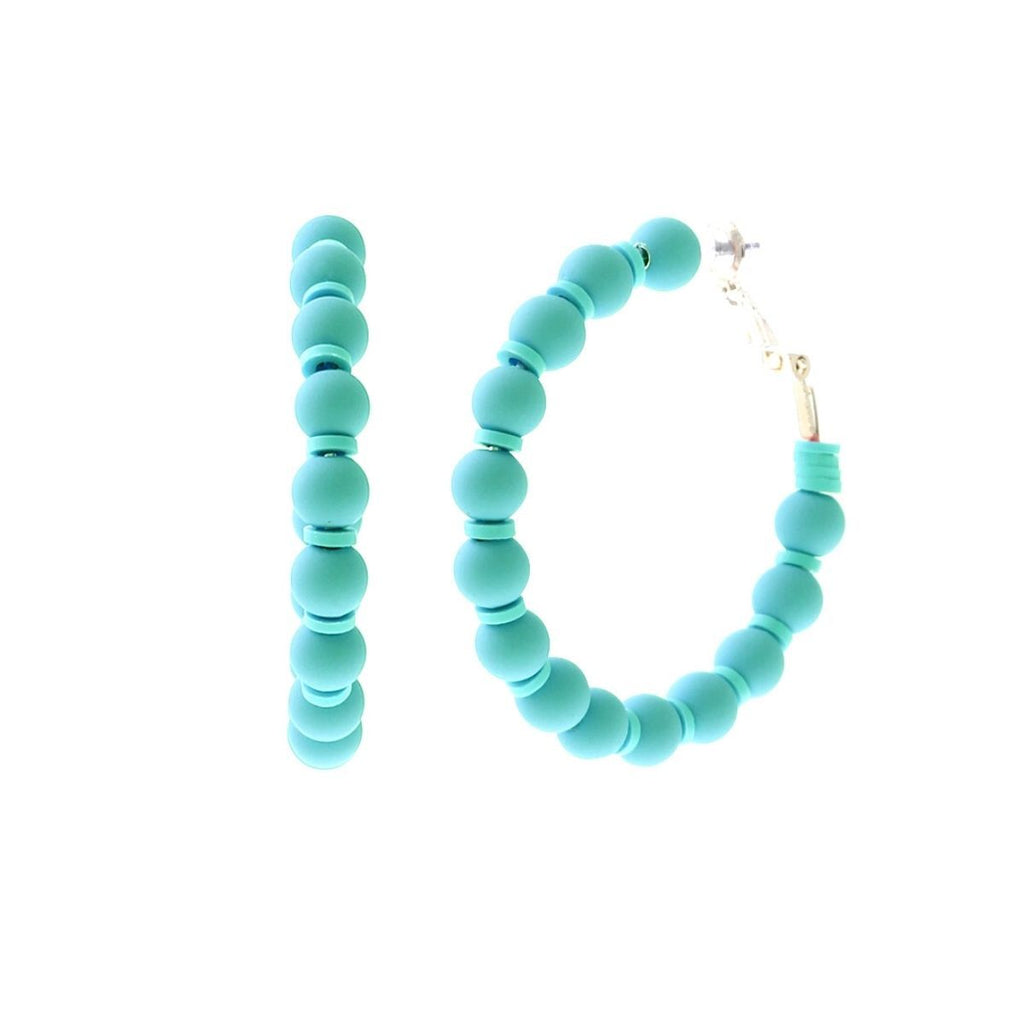Rubber Bead Hoop Earrings Trendy Stylish Casual Accessories