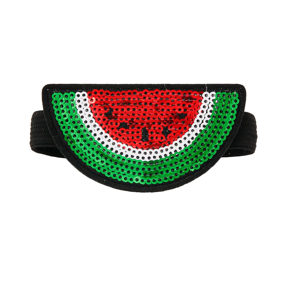 Sequin Shoe Bands Pair with Watermelon Design, Trendy Fashion Accessory