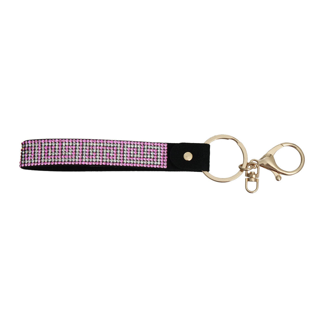 Keychain Wristlet Pink Greek Key Stylish Accessory