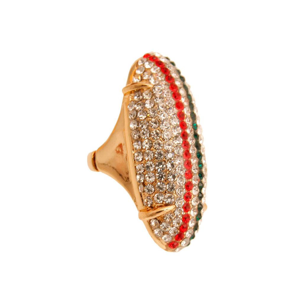 Rhinestone Statement Ring Elongated Elegance Stylish Jewelry Accessory