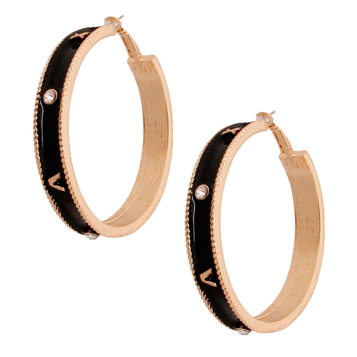 Casting Hoop Earrings Black Roman Numeral Stylish Statement Jewelry