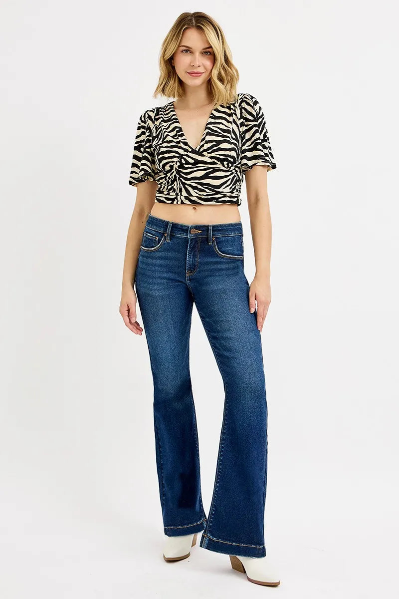 Full SIze Tummy Control Mid Rise Flare Jeans Plus SIze