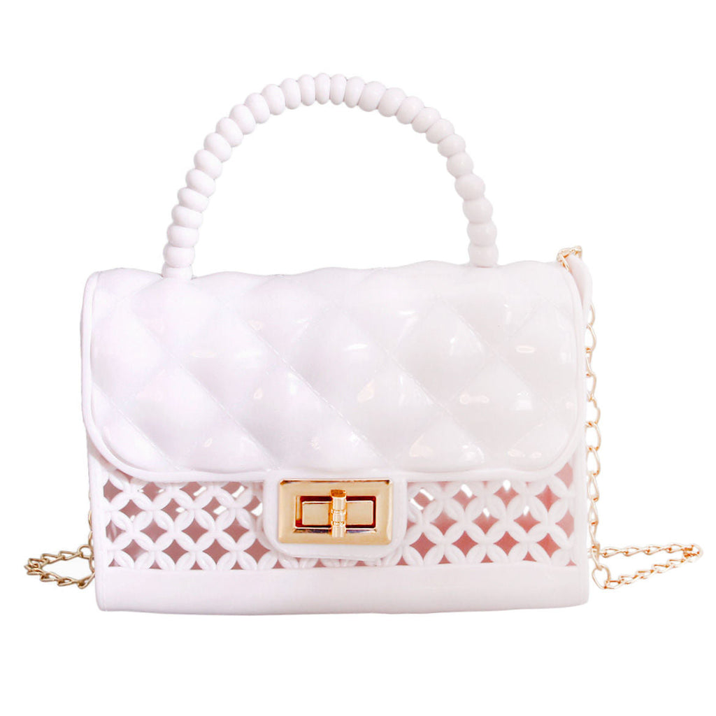 Mini White Jelly Top Handle Crossbody Bag Stylish Chic Accessory