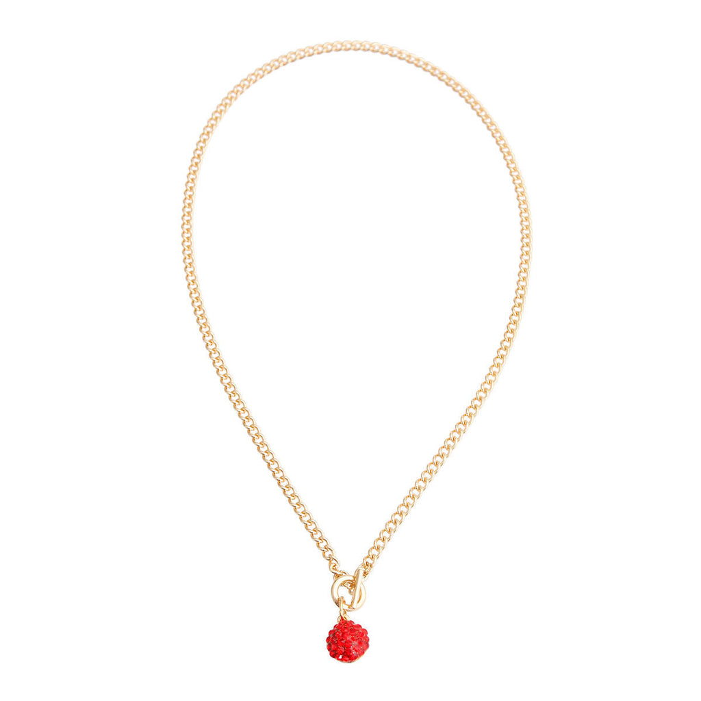 Charm Necklace Mini Red Pave Stylish Statement Jewelry