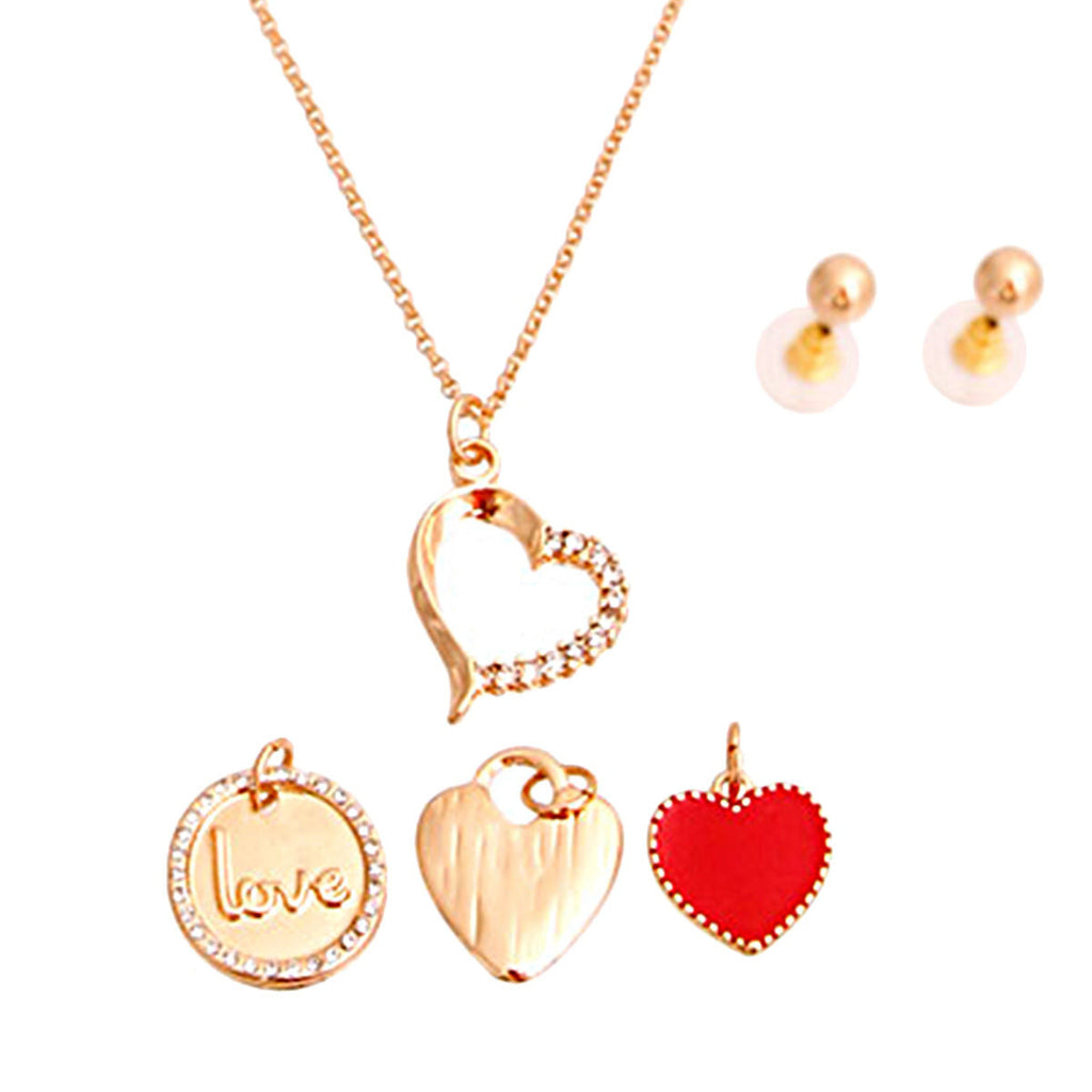 Interchangeable Gold Heart Charm Necklace Stylish Elegant Jewelry
