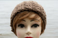 Brown handmade crocheted headband.