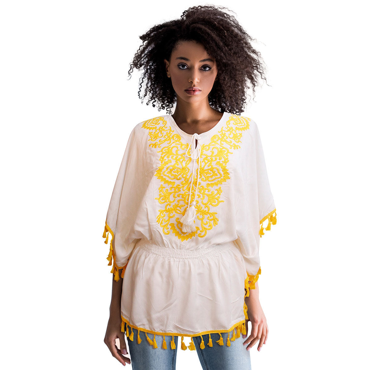 Women’s Yellow Embroidered Top – Stylish Casual Statement Piece