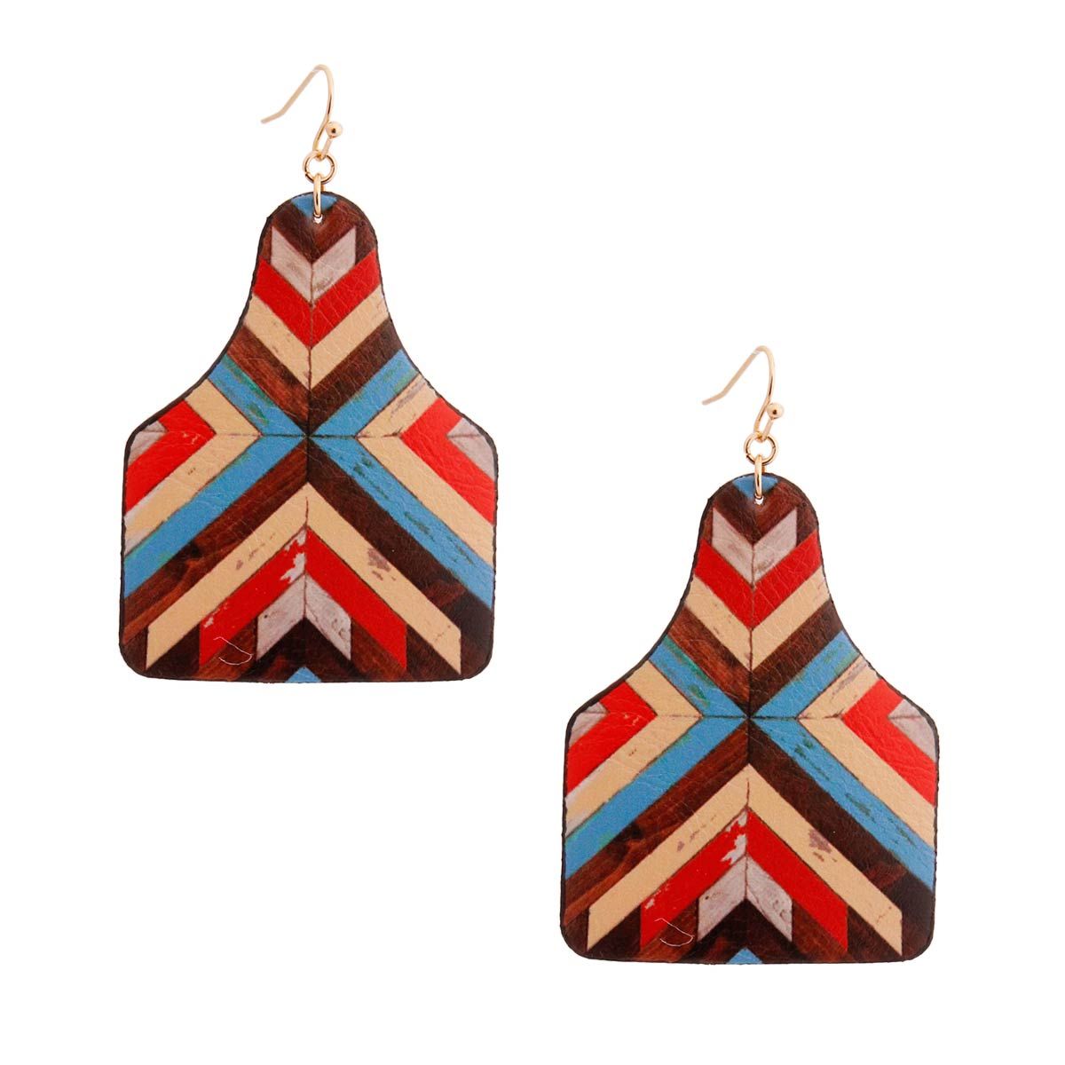 Leather Paddle Earrings Multi Mosaic Stylish Statement Jewelry
