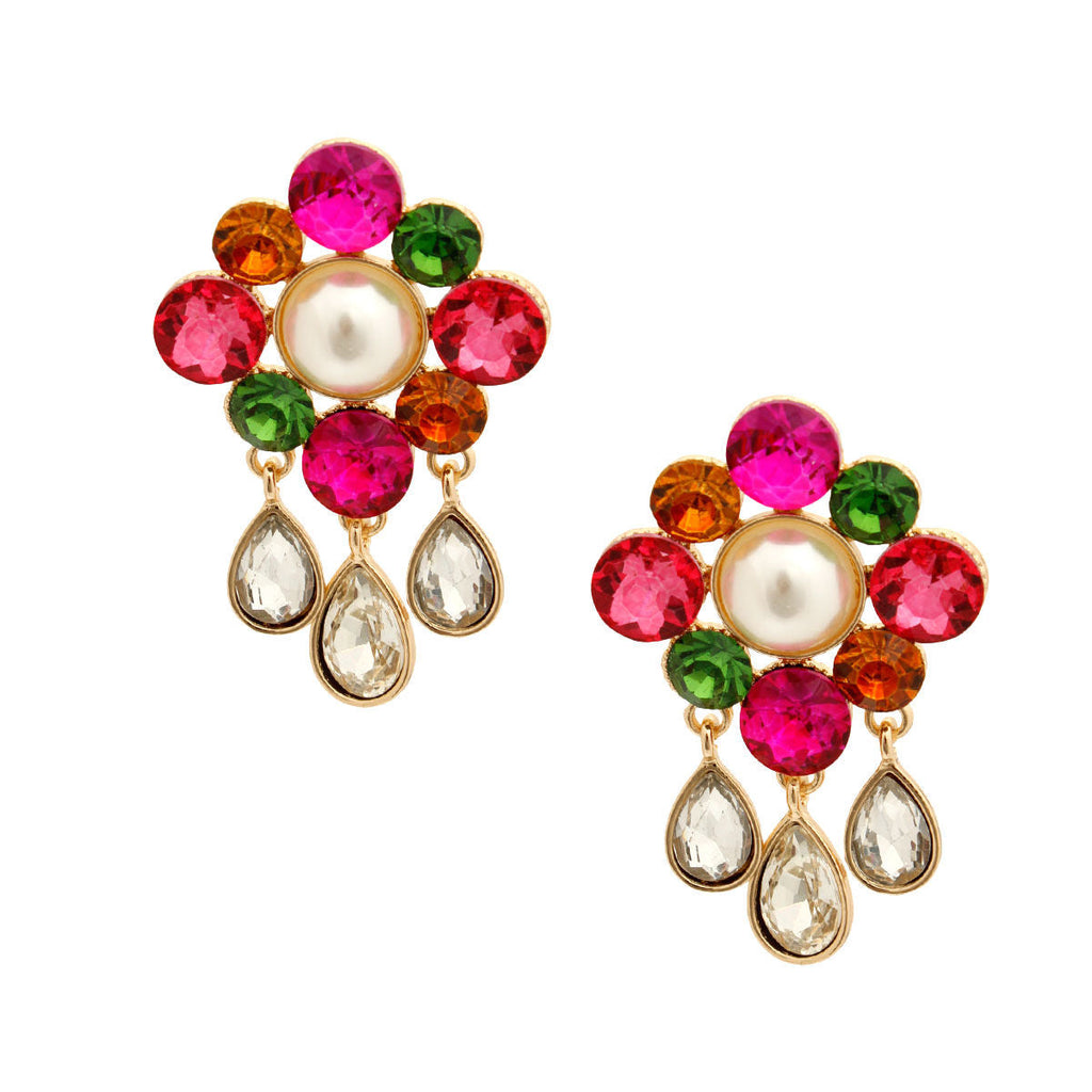 Flower Stud Earrings Multi Color Antique Stylish Statement Jewelry