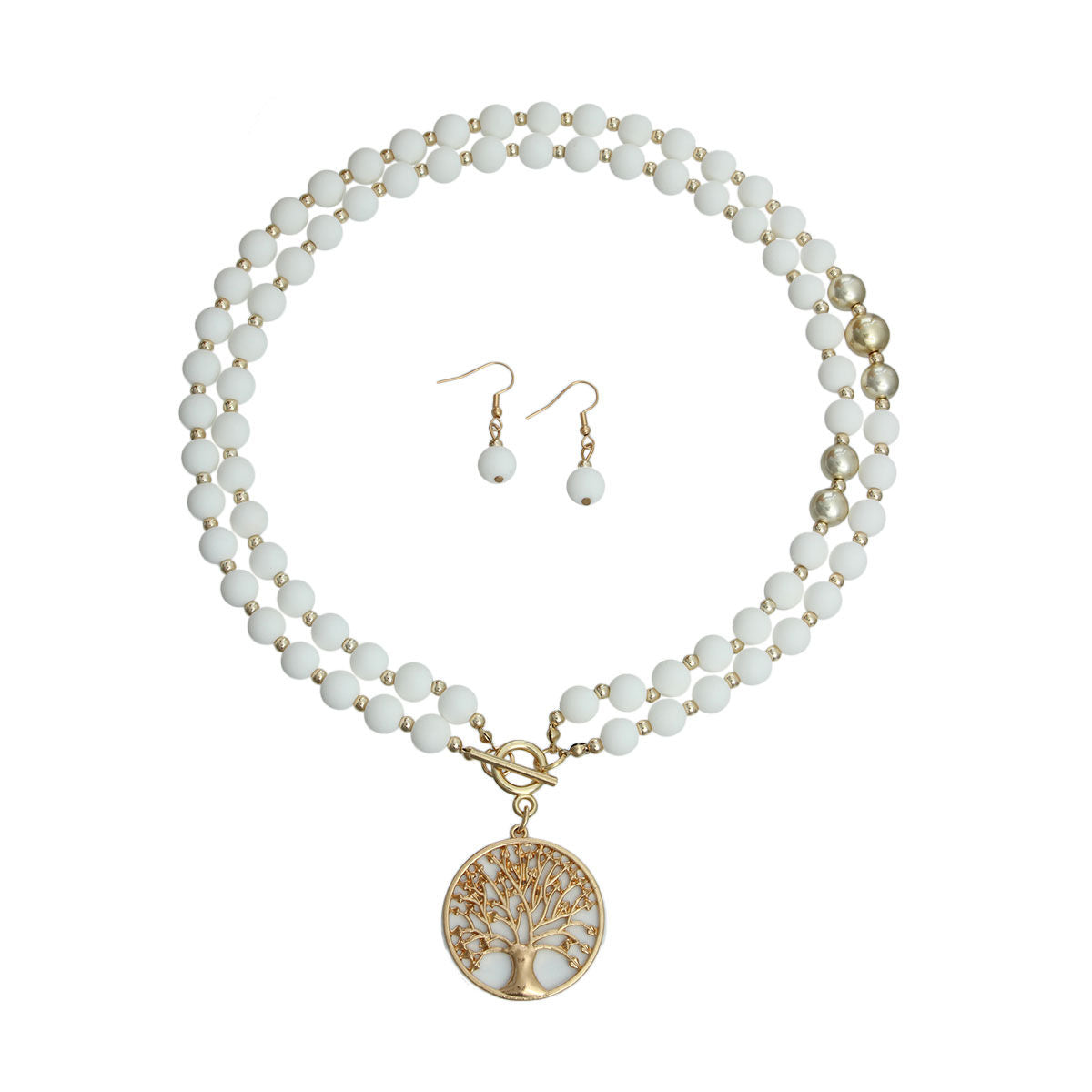 Statement Matte White Tree of Life Necklace Stylish Fashion Jewelry Accessory