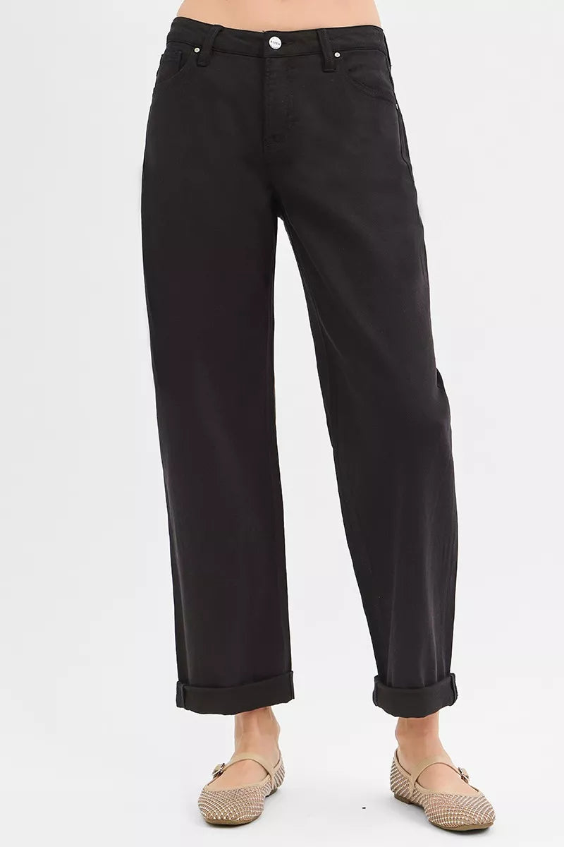 Tummy Control Mid Rise Ankle Barrel Relaxed Baggy