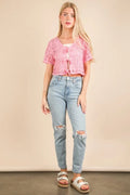 VERY J Front Tie Crochet Crop Top