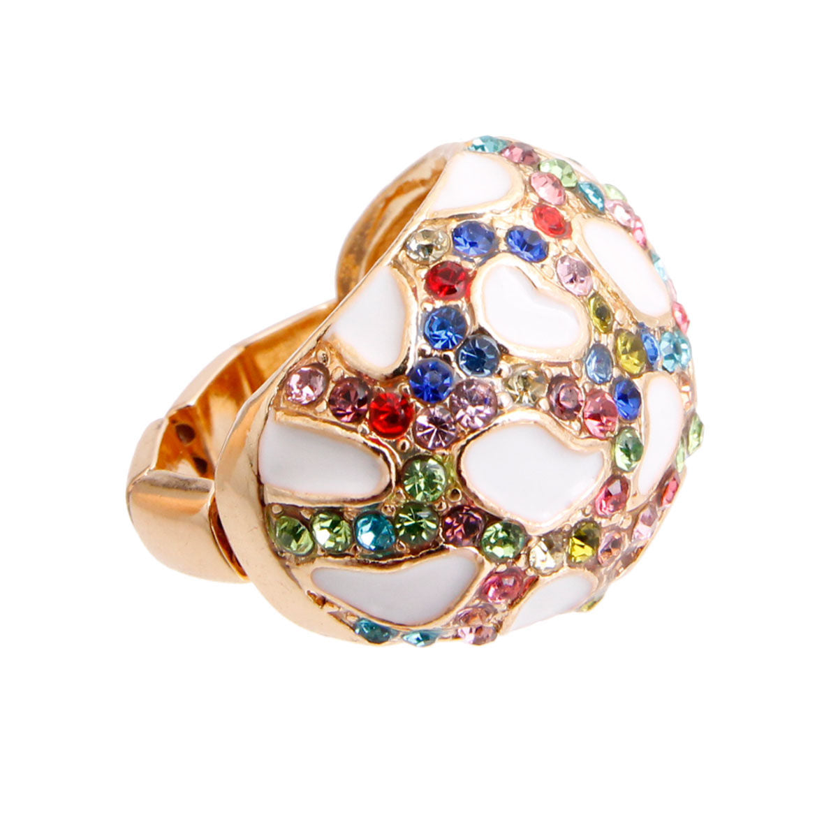 Statement Leopard Dome Ring in Gold and White – Trendy Fashion Jewelry