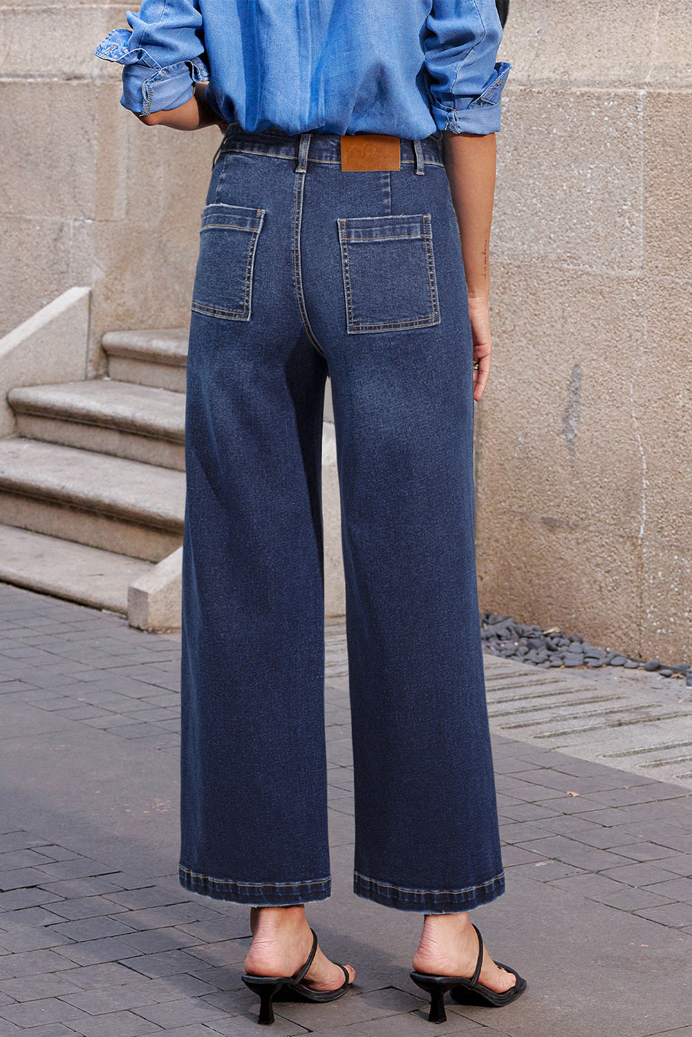 Sail Blue Mimimalist Patch Pocket Womens Shift Jeans