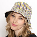 Bucket Hat Lavender Plaid Woolen Stylish Casual Accessory