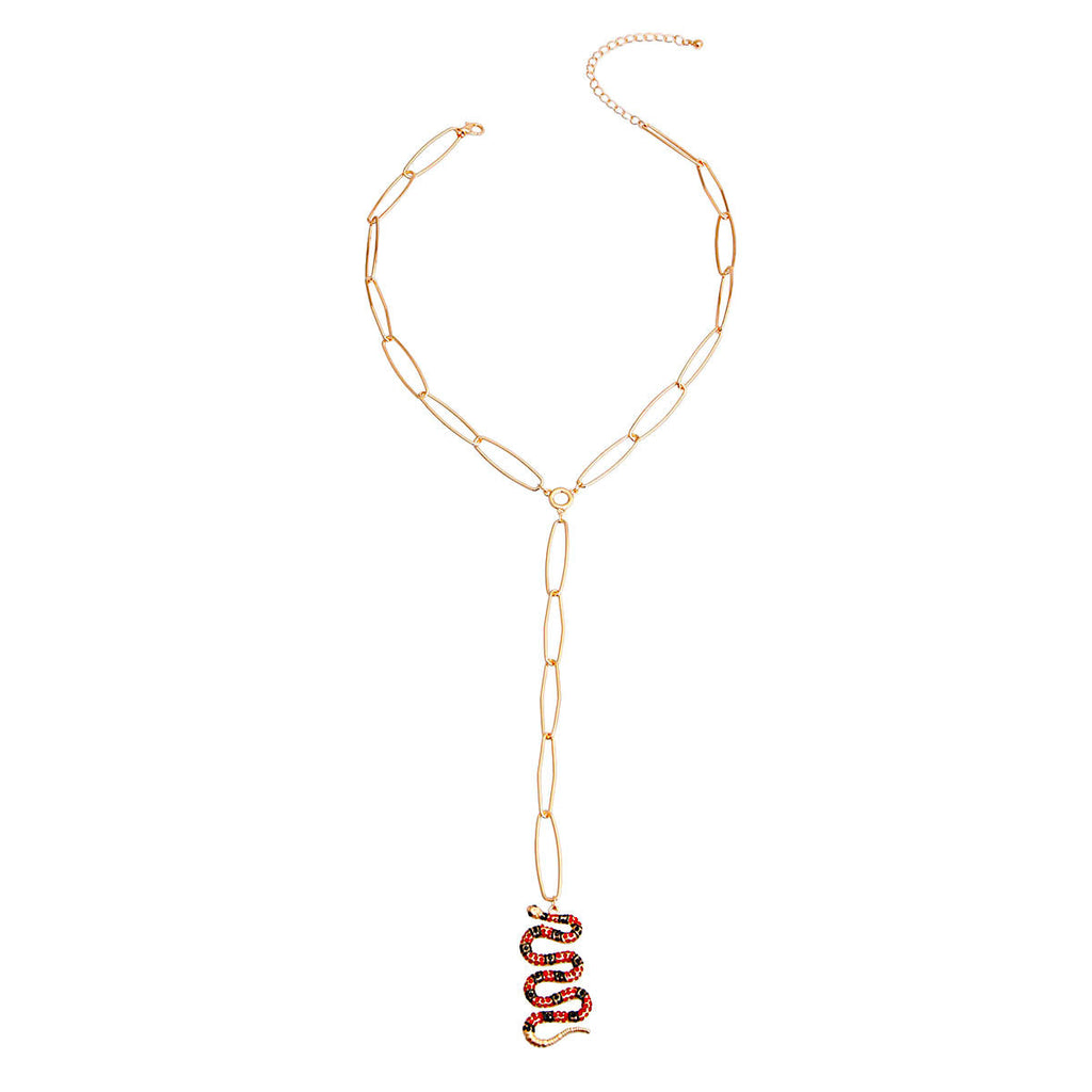 Statement Snake Y Necklace Fiery Red Trendy Jewelry Accessory