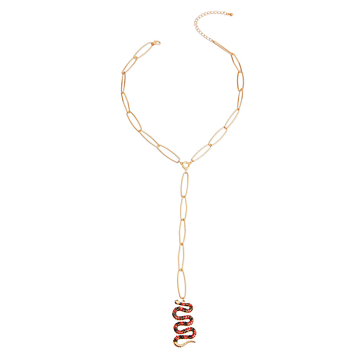 Statement Snake Y Necklace Fiery Red Trendy Jewelry Accessory
