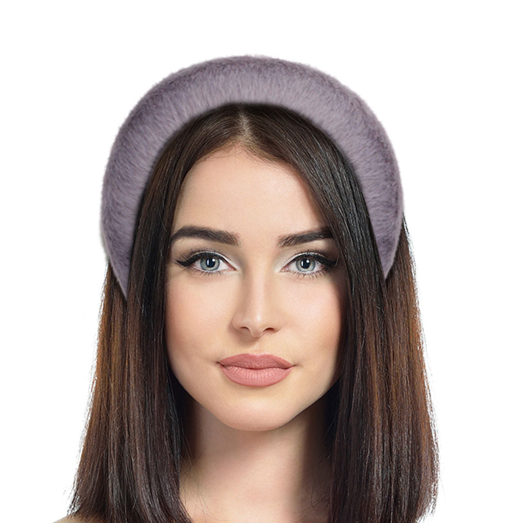 Fur Headband Slate Gray Stylish Fashion Accessory