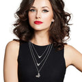 Statement Silver Triple Chain Butterfly Necklace Stylish Layered Jewelry