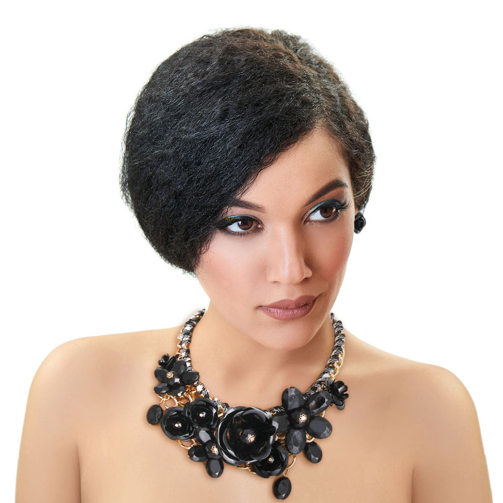 Statement Chunky Collar Necklace Black Rose Gold Stylish Jewelry