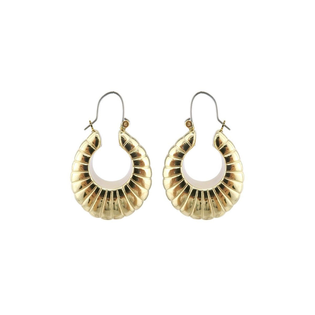 Statement Gold Metal Croissant Hoop Earrings Stylish Chic Jewelry