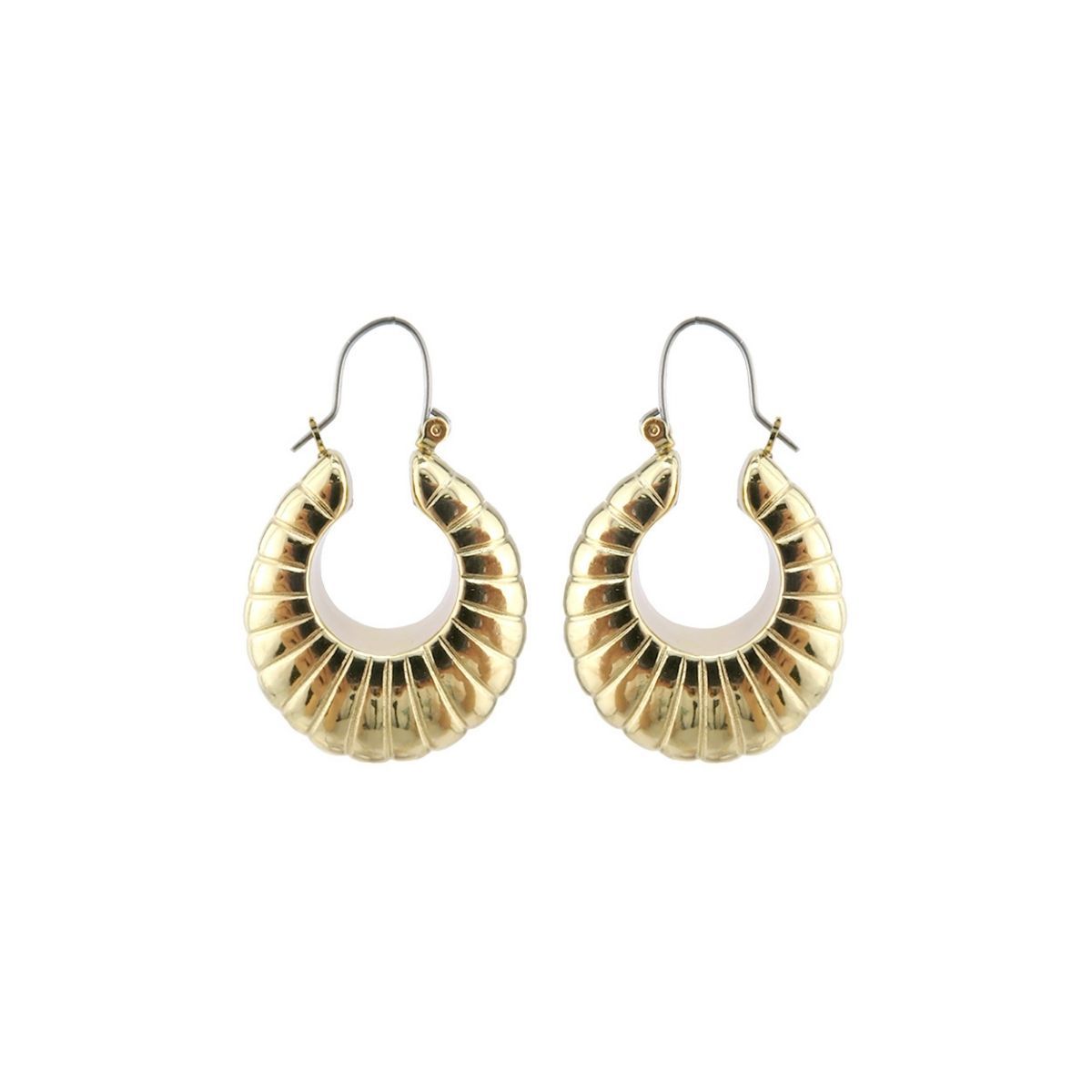 Statement Gold Metal Croissant Hoop Earrings Stylish Chic Jewelry
