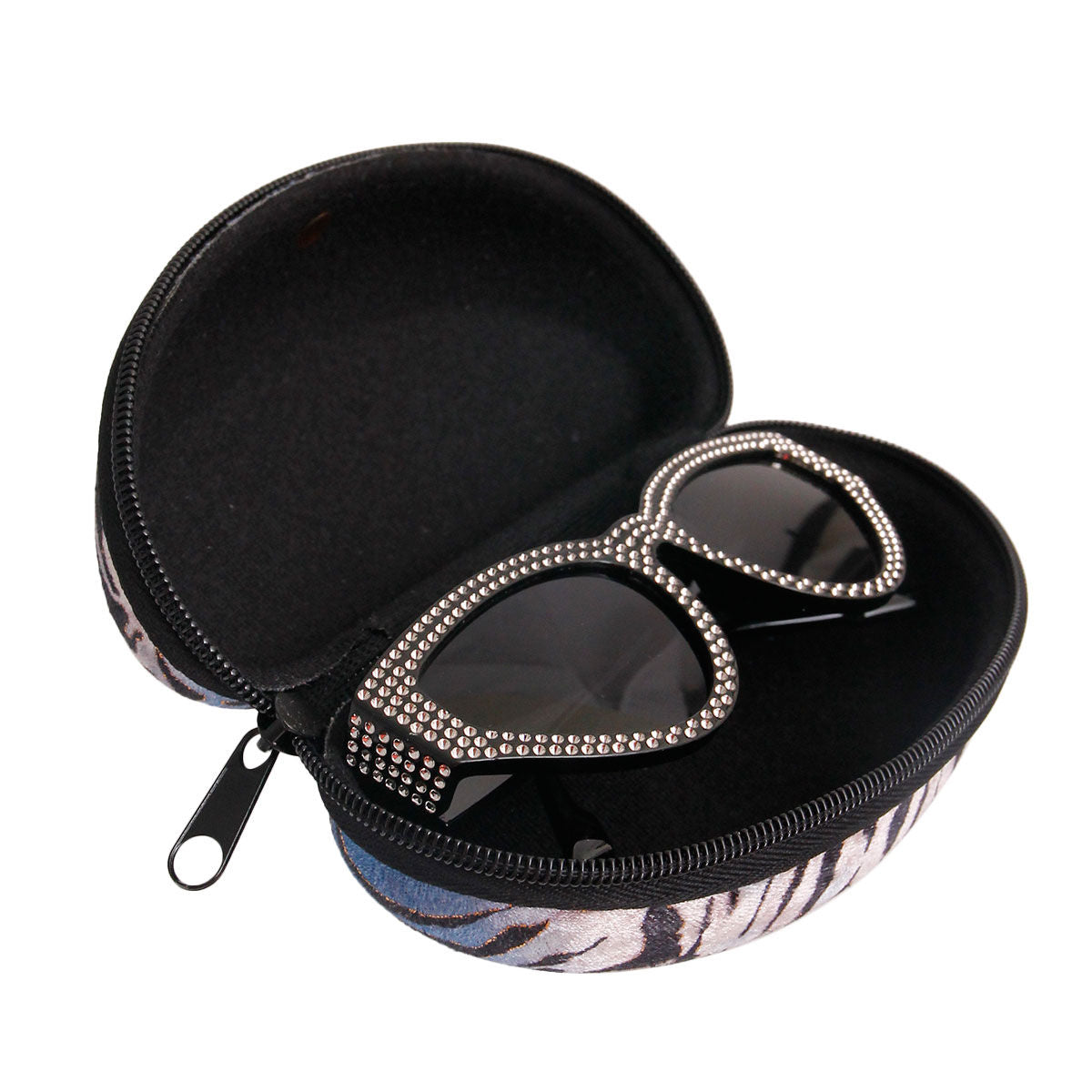 Sunglass Case Blue Tiger Stripe Fur Stylish Accessory