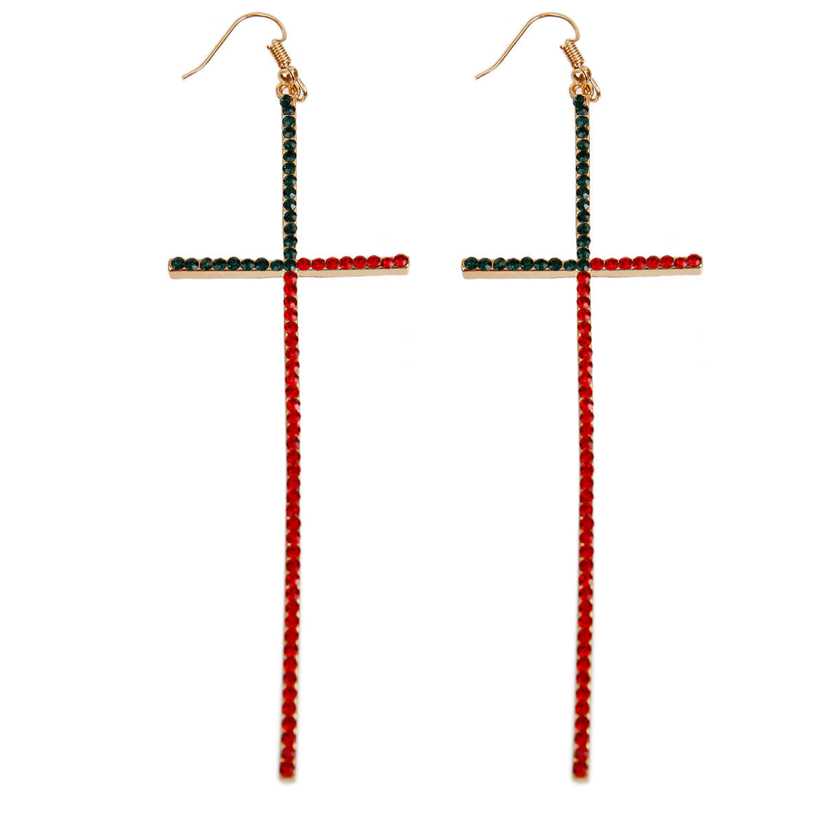 Rhinestone Cross Earrings Stylish Statement Jewelry Divine Drops
