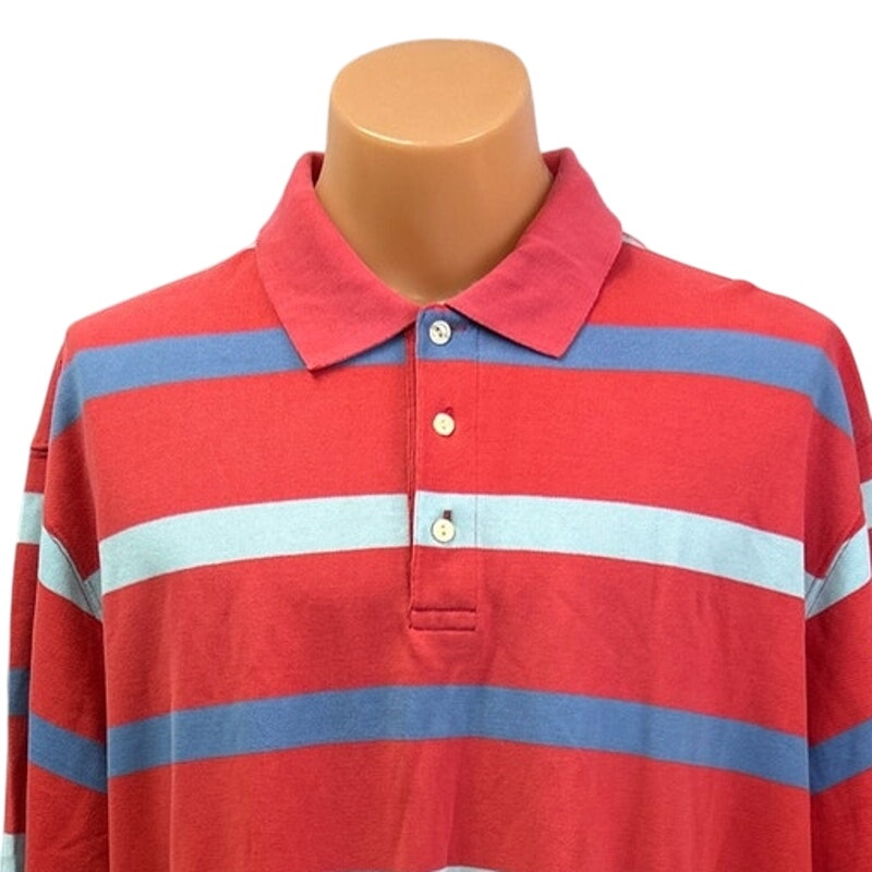 Foundry Mens 2XLT Double Striped 100% Cotton Short Sleeve Collared Polo Shirt