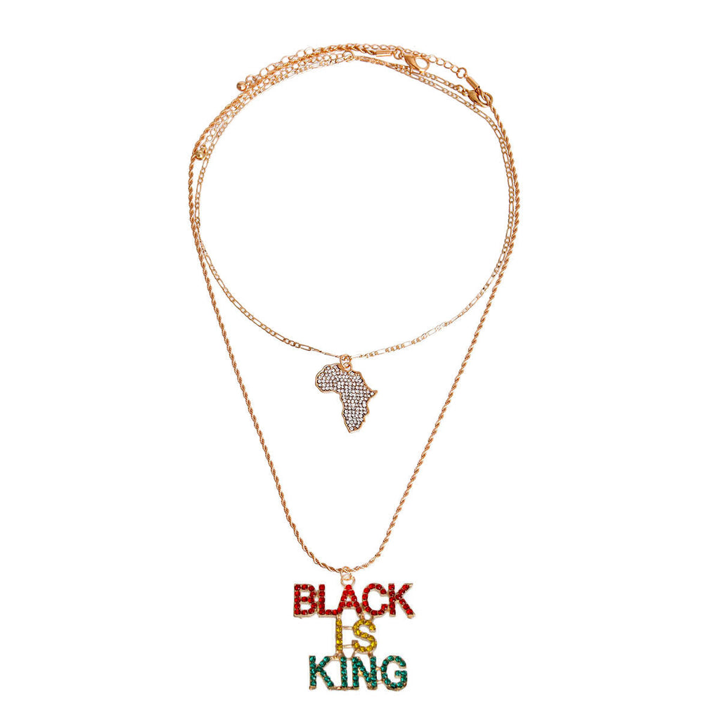 Statement Necklace Double Chain Multi Color BLACK IS KING Trendy Chic Jewelry