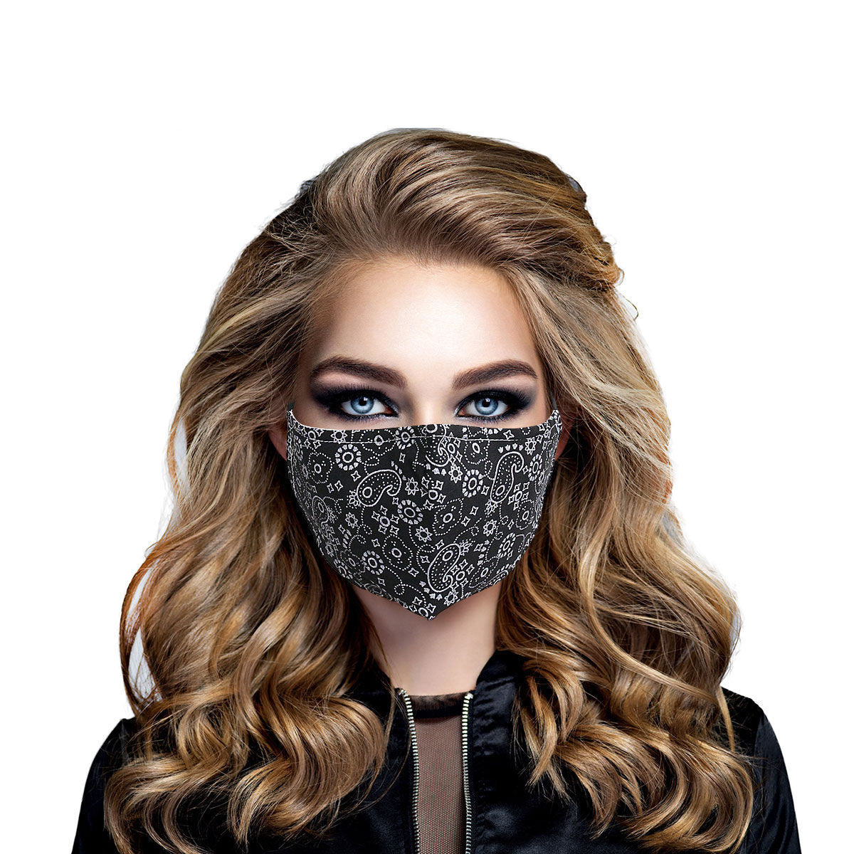 Fashion Face Mask Black Bandana Print Stylish Accessory