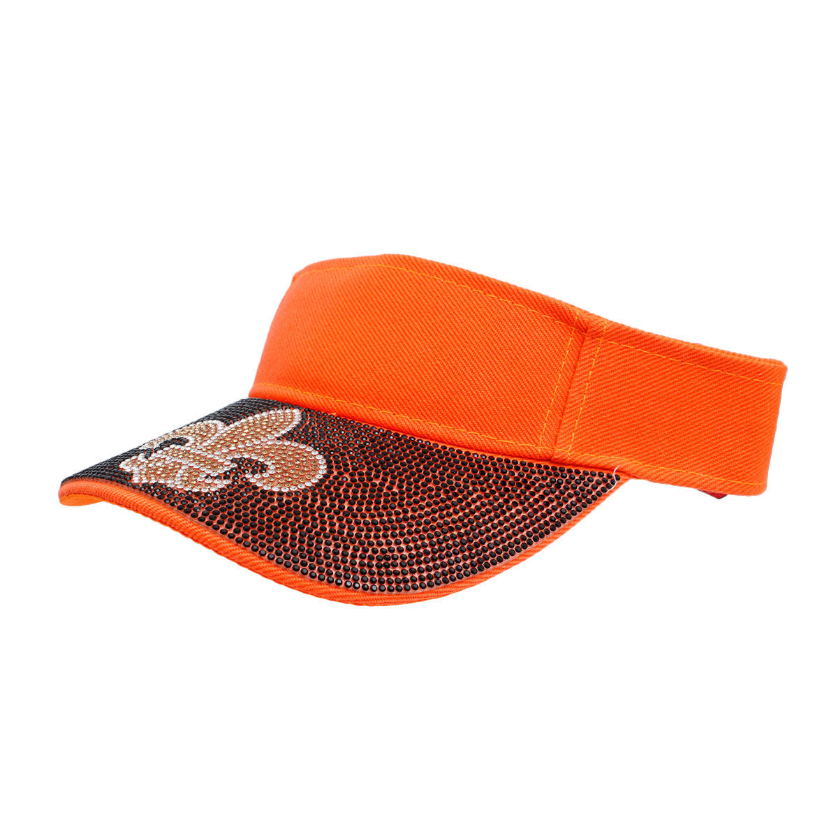 Fashion Visor with Orange Fleur de Lis Rhinestone Accent, Stylish Accessory
