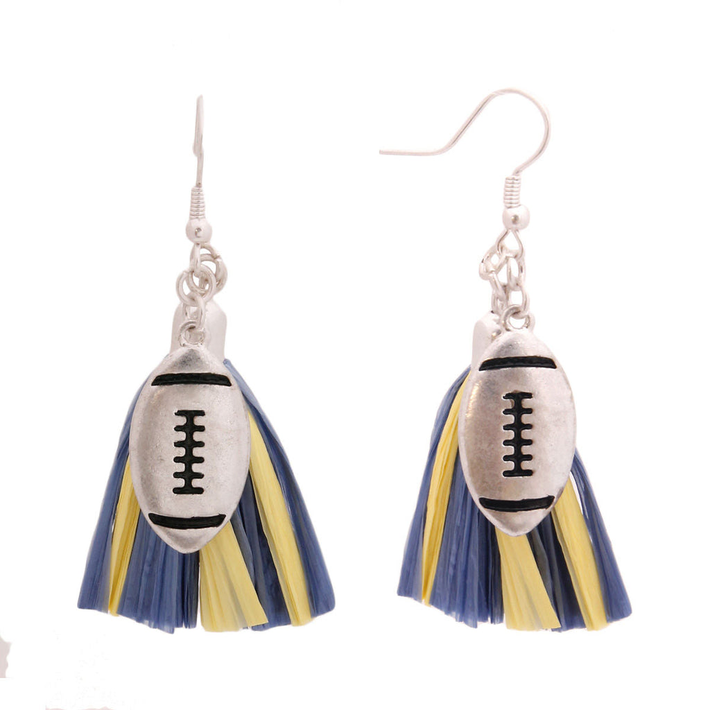 Statement Blue Tassel Football Earrings Stylish Fashion Jewelry Accessories