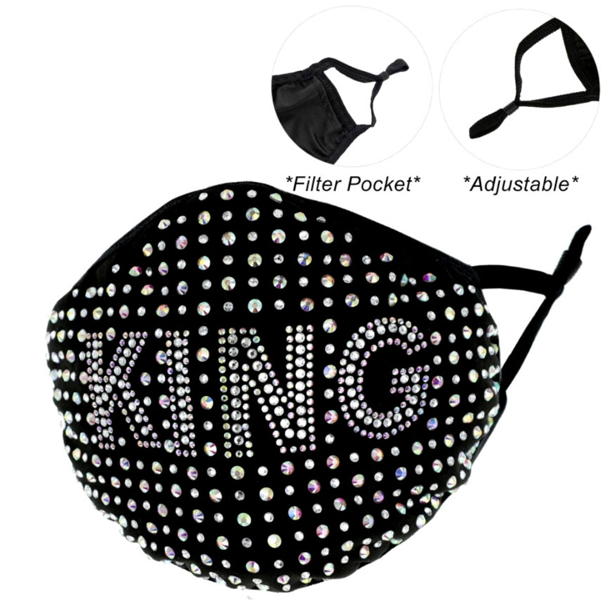 Fashion Rhinestone Statement Mask KING Stylish Accessory