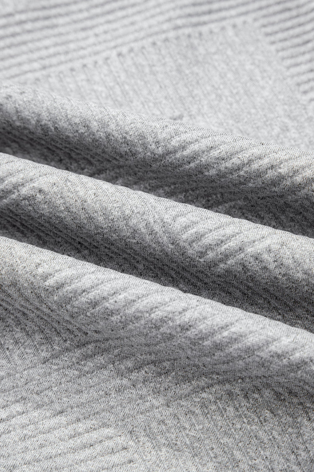 Medium Grey Trendy Textured Half Zip Loose Sweatshirt