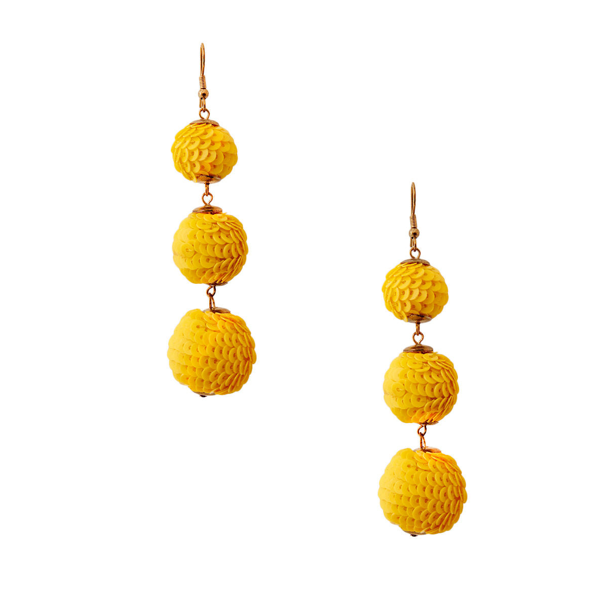 Statement Yellow Sequin Ball Earrings – Trendy Fashion Jewelry Accessory