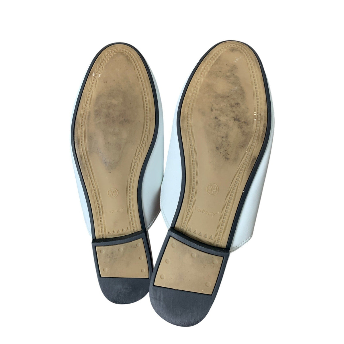 Vertundy Womens size 8.5 White Faux Leather Slide On Gold Buckle Loafers Shoes