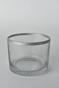 Clear Glass Container w/Silver Rim