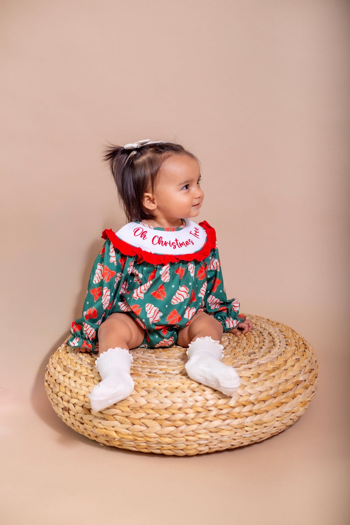 Christmas cakes smocked ruffle romper