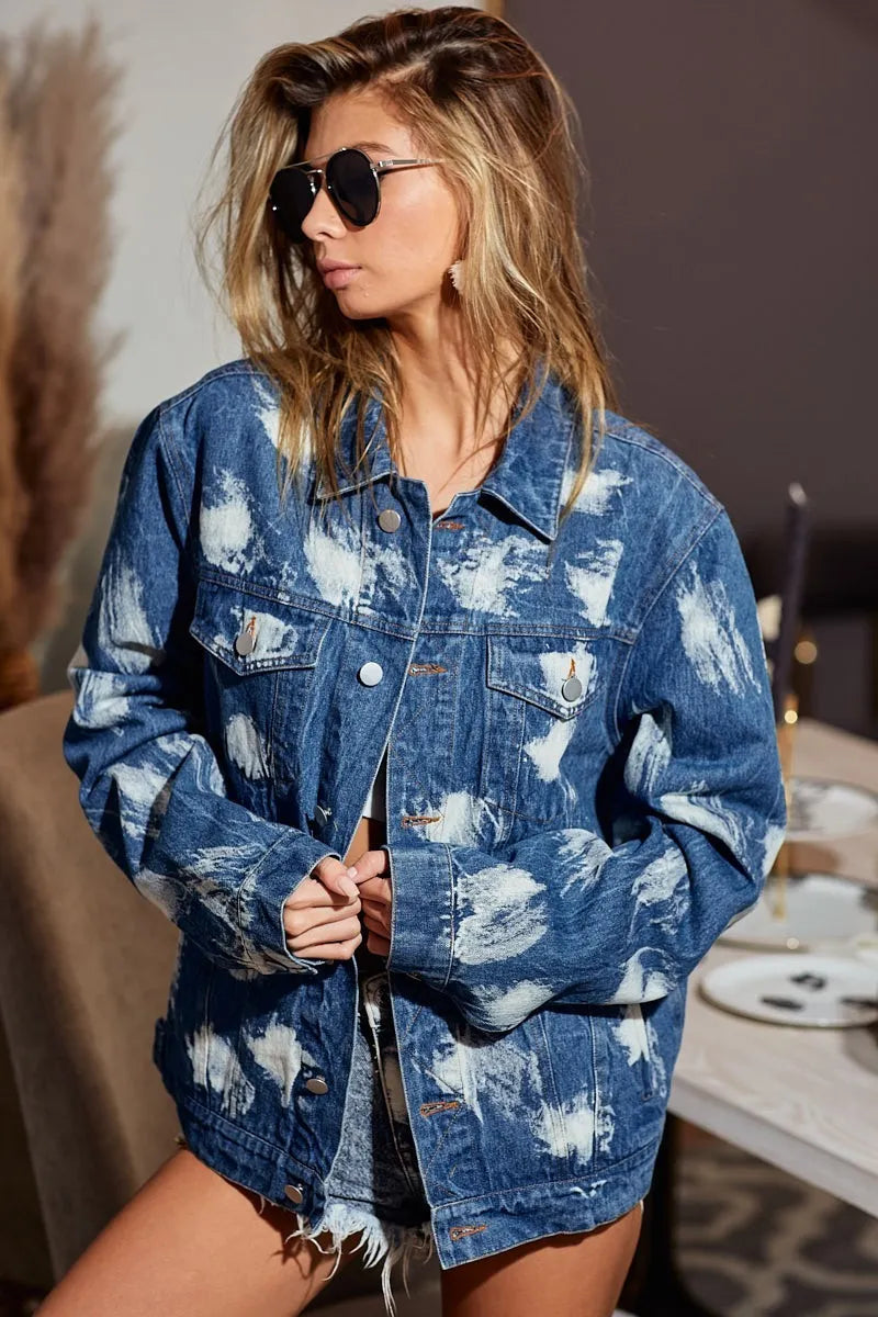 Washed Tie Dye Denim Jacket