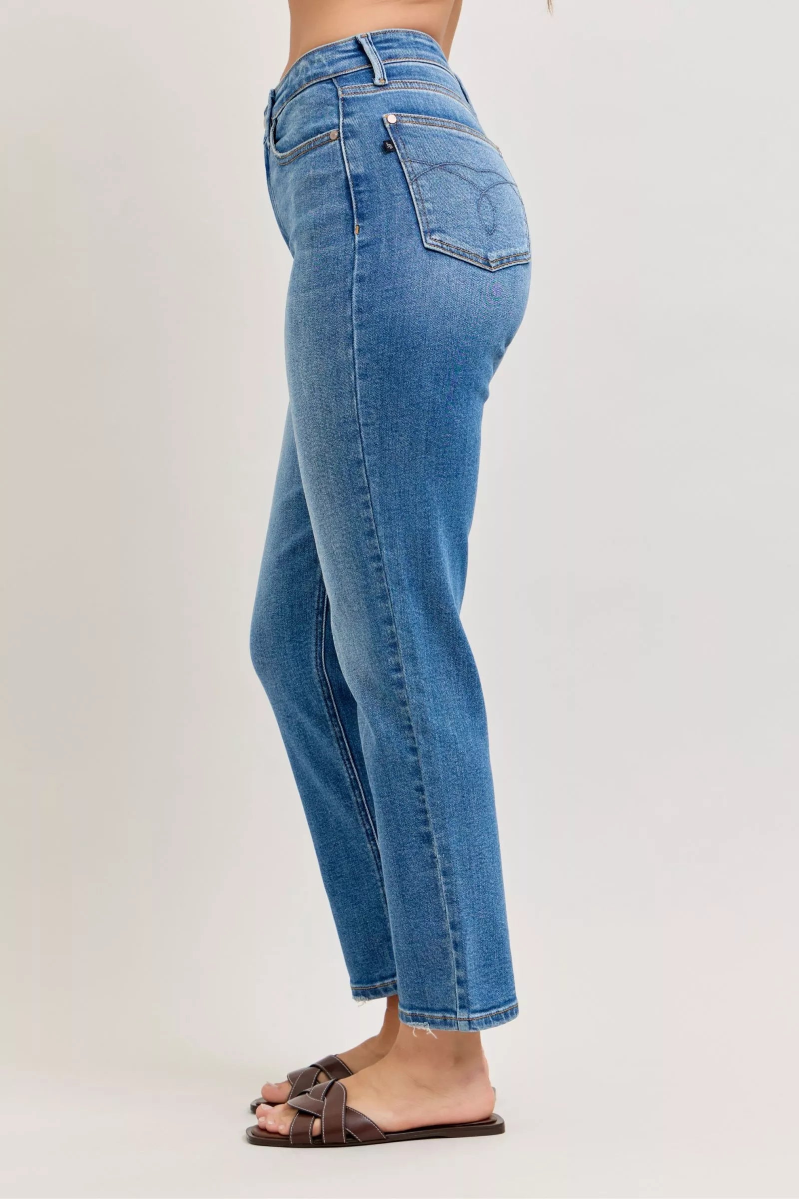 High-Waisted Straight-Leg Jeans