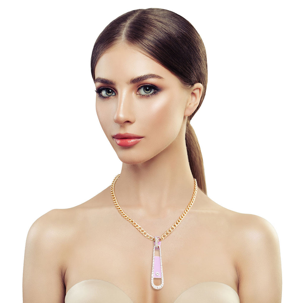 Pendant Necklace with Lavender Zipper Detail – Stylish Fashion Jewelry