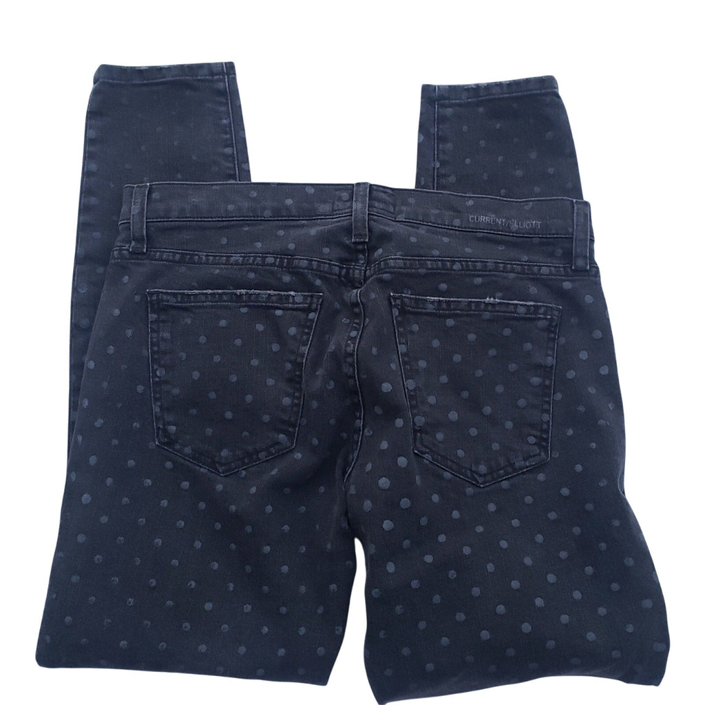 Current Elliot Womens Size 28 Black Polka Dot Stretch Cotton Blend Jeans 28