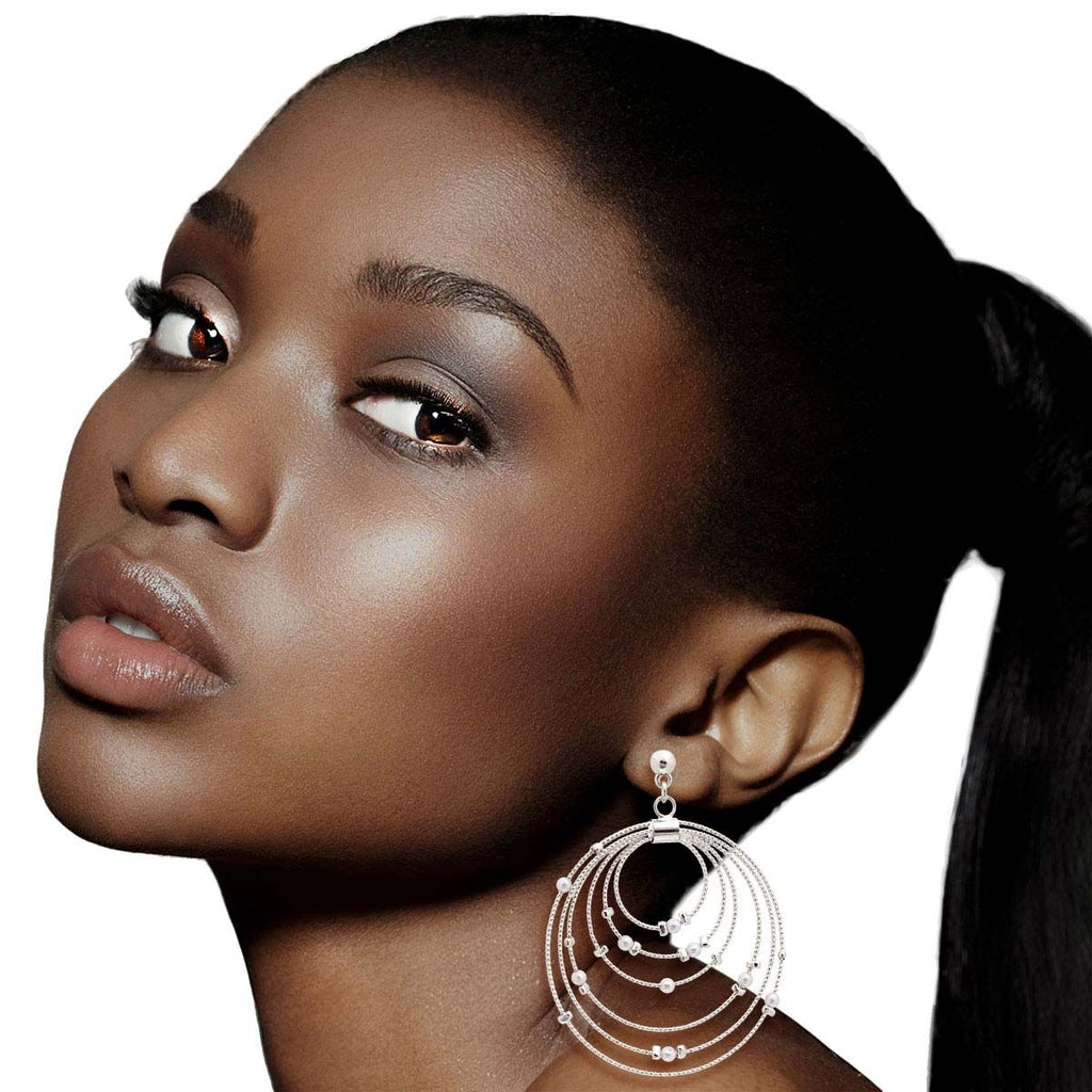 Pearl Ring Earrings Silver White Elegant Fashion Jewelry