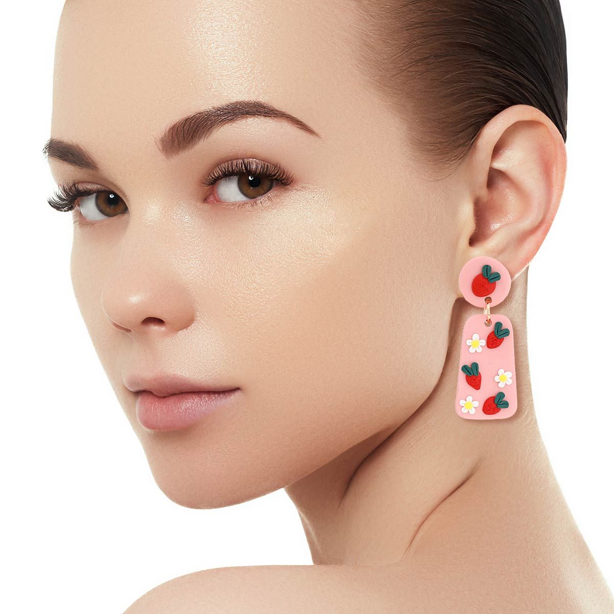 Strawberry Earrings Pink Cute Trendy Fashion Jewelry
