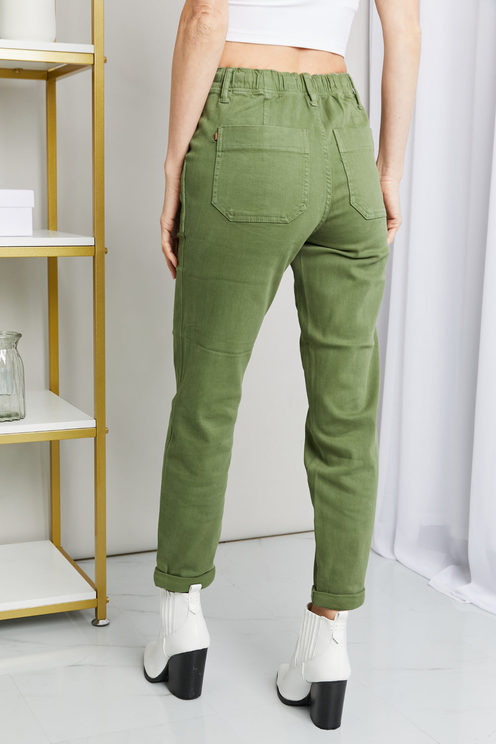 Full Size Drawstring Waist Pocket Jeans