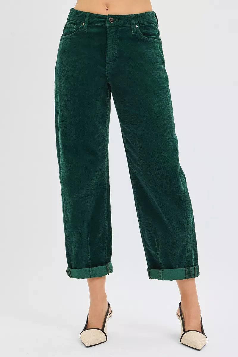 High Rise Crop Barrel Cordurory Pants