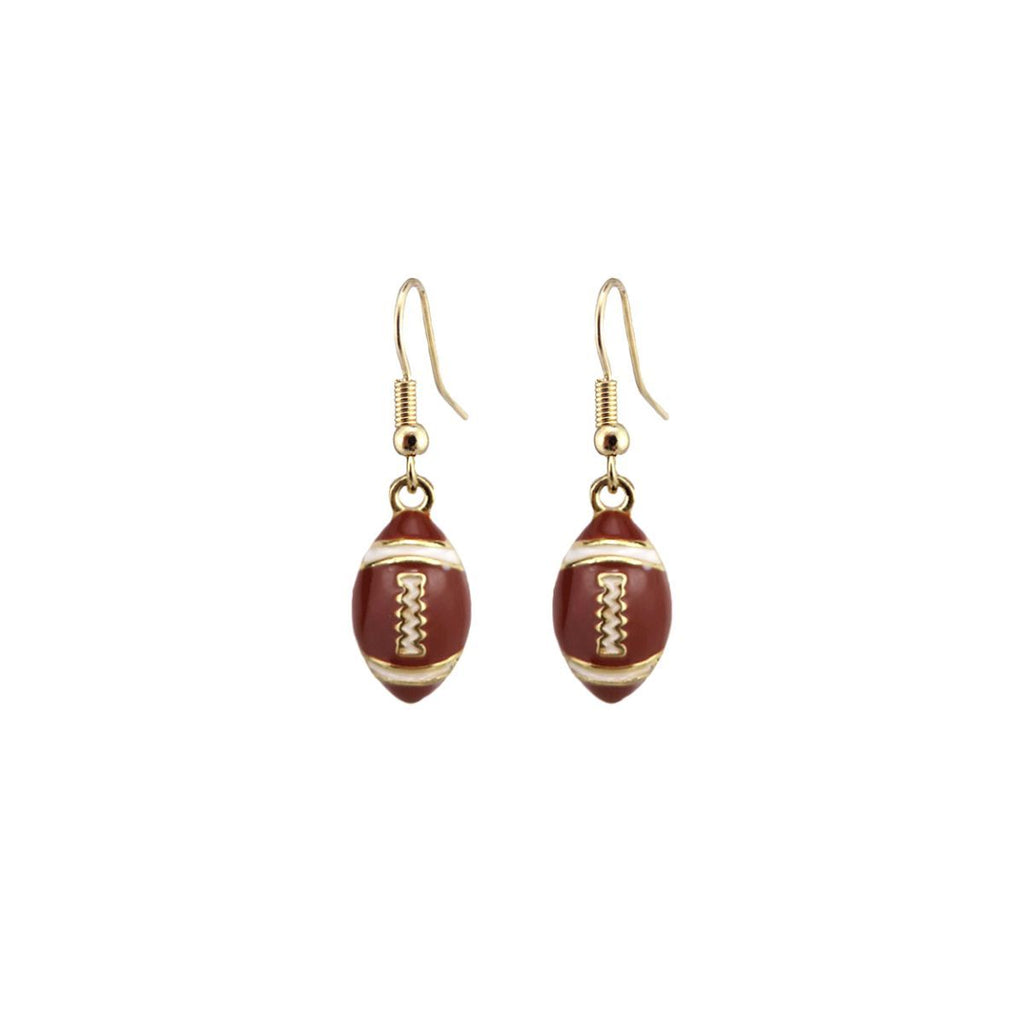 Football Dangle Earrings Brown Stylish Statement Jewelry