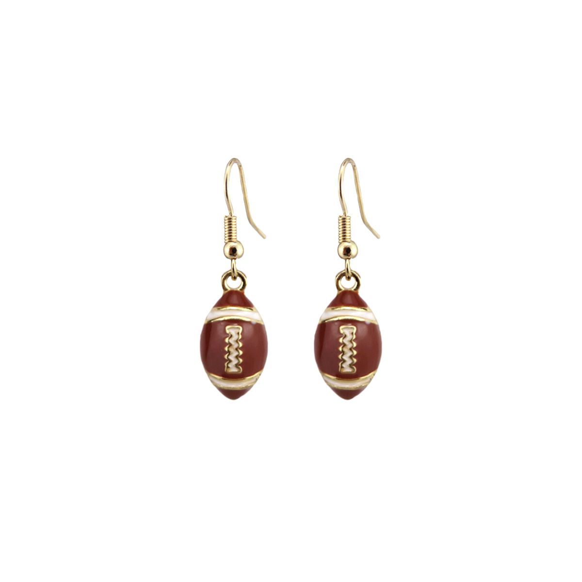 Football Dangle Earrings Brown Stylish Statement Jewelry